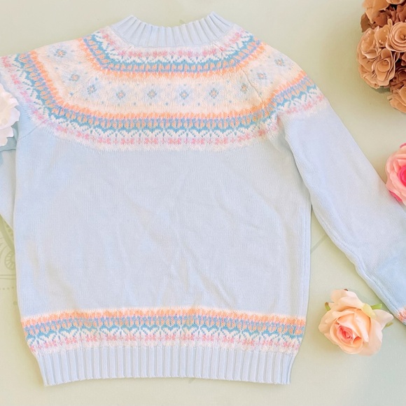 L.L. Bean Girl’s Baby Blue Knit Henley-Style Sweater Sz Medium/10-12 in EUC - Picture 3 of 3